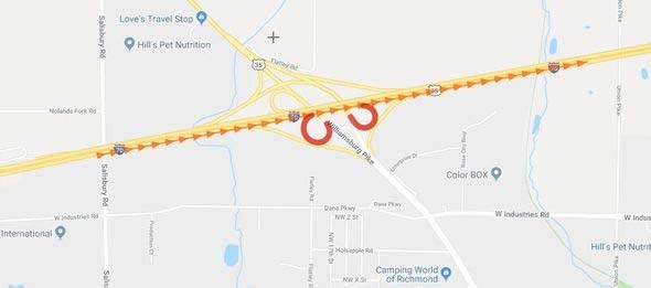 Supplied Graphic: I-70 Ramp Closures