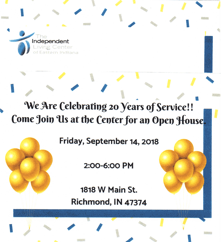 Flyer: Independent Living Center Open House on 9/14/2018