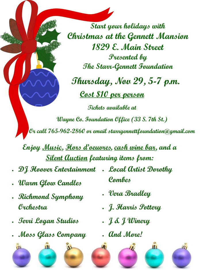 Supplied Flyer: Christmas at the Gennett Mansion