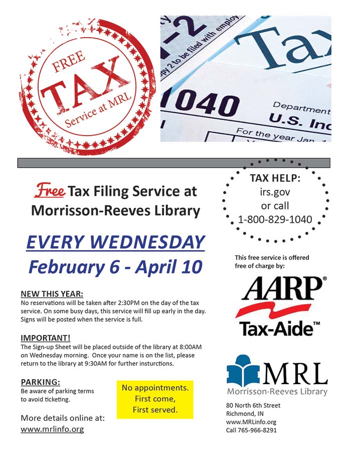 Supplied Flyer: Free Tax Service at MRL