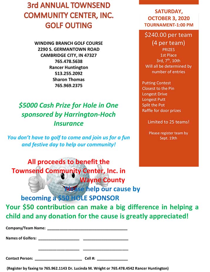 Supplied Flyer: 3rd Annual Townsend Center Golf Outing