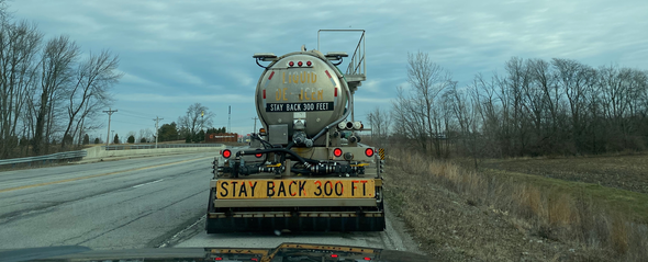 Supplied Photo:  Supplied Photo:  Back of brine tanker truck.