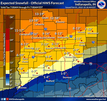 Supplied Graphic: Expected Snowfall Map