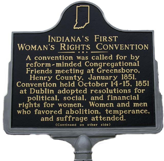 Photo: Historical Marker: Indiana's First Woman's Rights Convention
